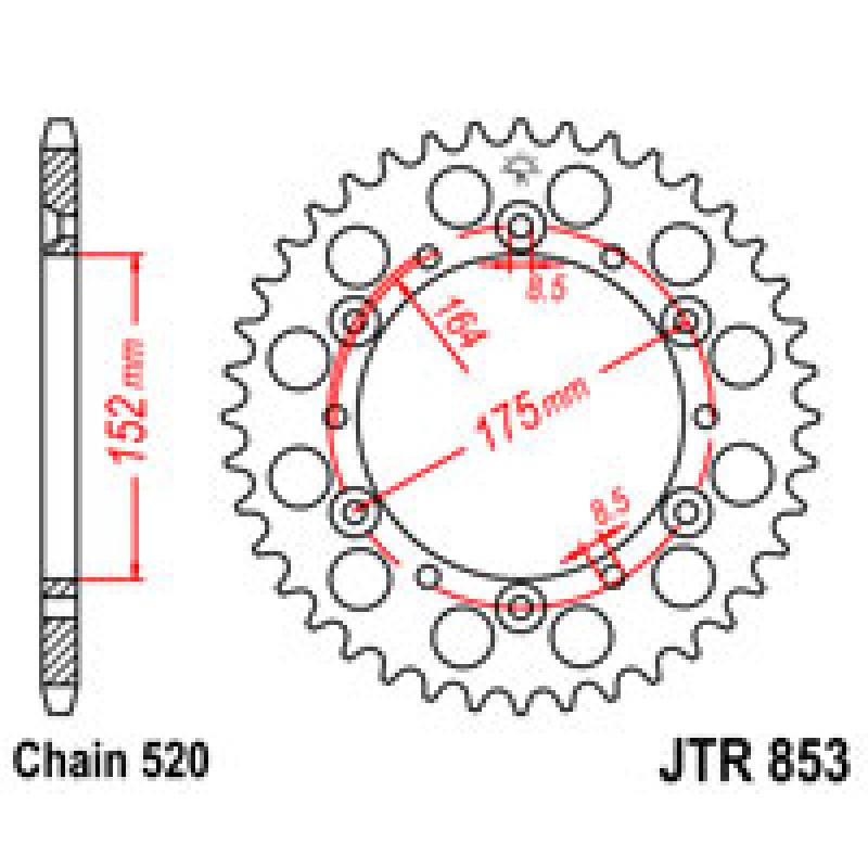 Купить Звездочка задняя JT Sprockets (шаг 520 ) JT JTR853 